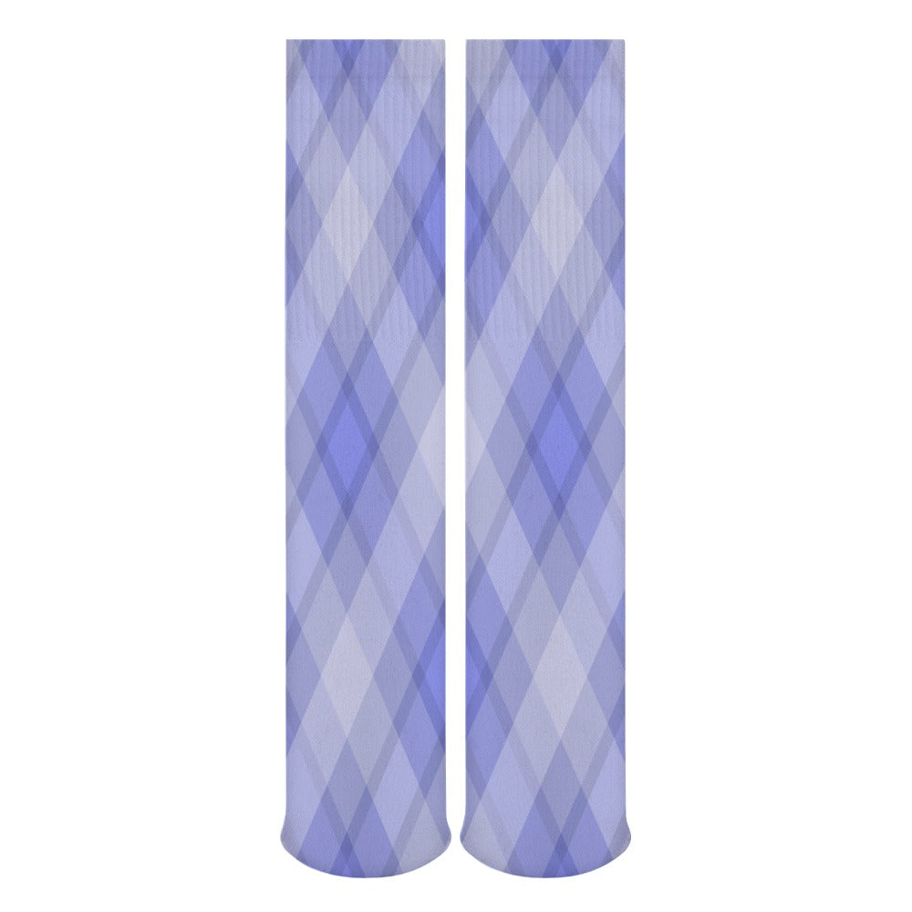 Light Blue Plaid Breathable Socks
