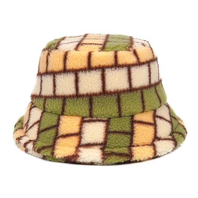 Harajuku Style Zebra Print Faux Fur Panama Bucket Hat