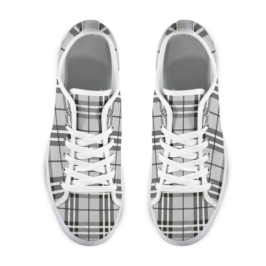 Black and White Plaid Low Top Women's Shoes