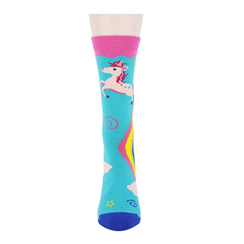 Playful Unicorn Rainbow Socks - Harajuku Style