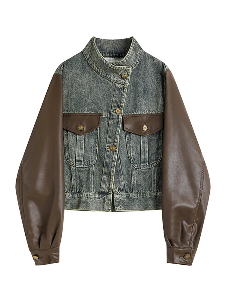 Harajuku Style Women's Patchwork Denim Coat