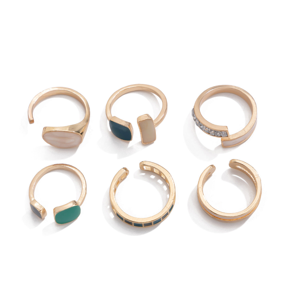 Harajuku Style French Retro Irregular Alloy Ring Set