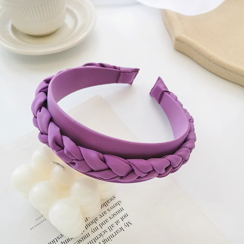 Hair Hoop Solid Color Braided Headband