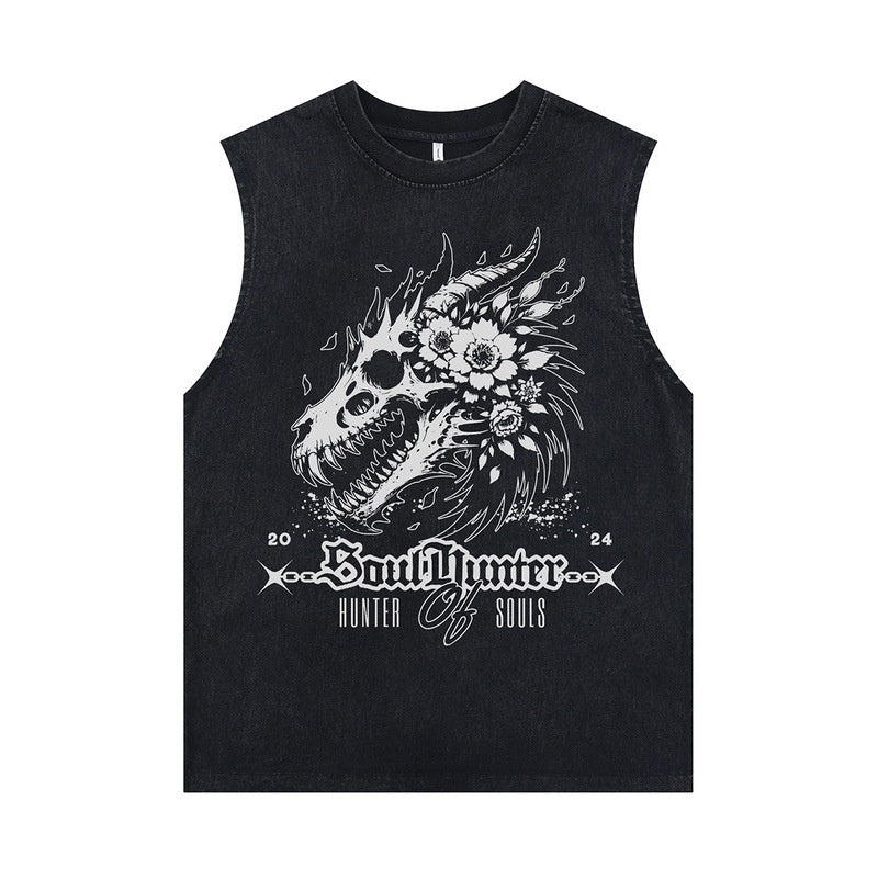 Harajuku Style Vintage Retro Print Sleeveless T-Shirt