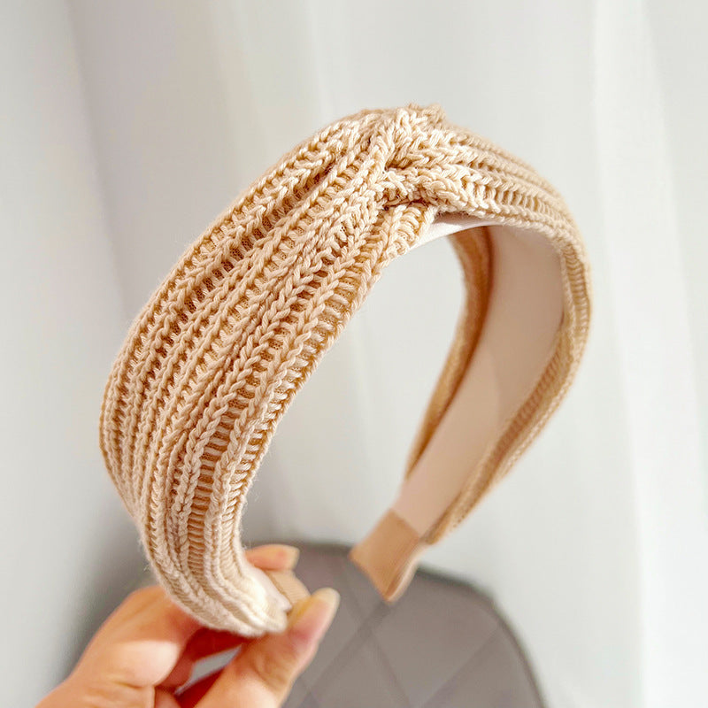 New Wool Knitting Wide Version Cross High Skull Top Face Headband R553