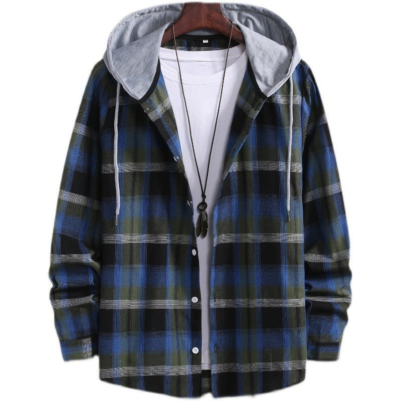 Men's Trendy Korean Plaid Long Sleeve Shirt