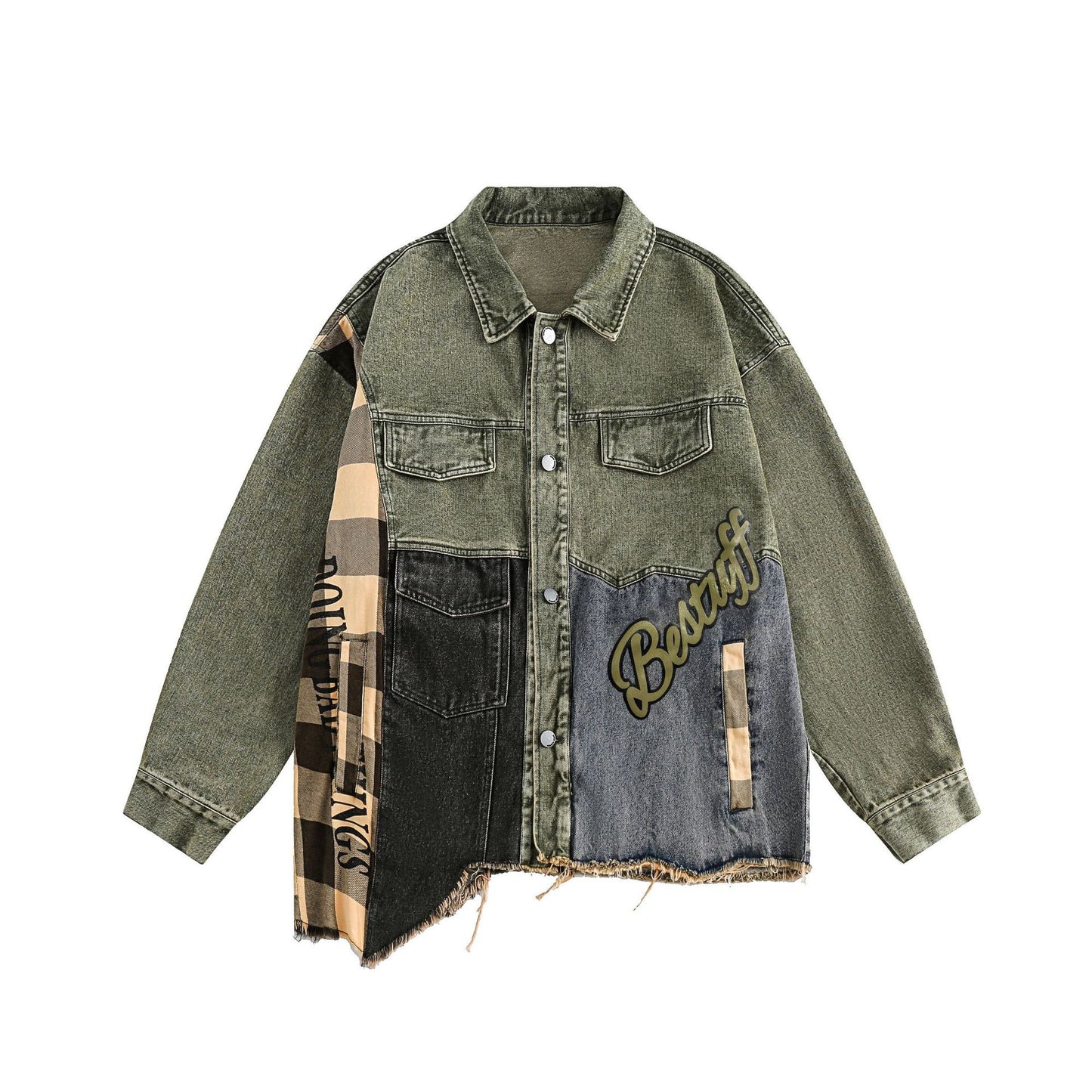 Retro Stitched Embroidered Denim Jacket