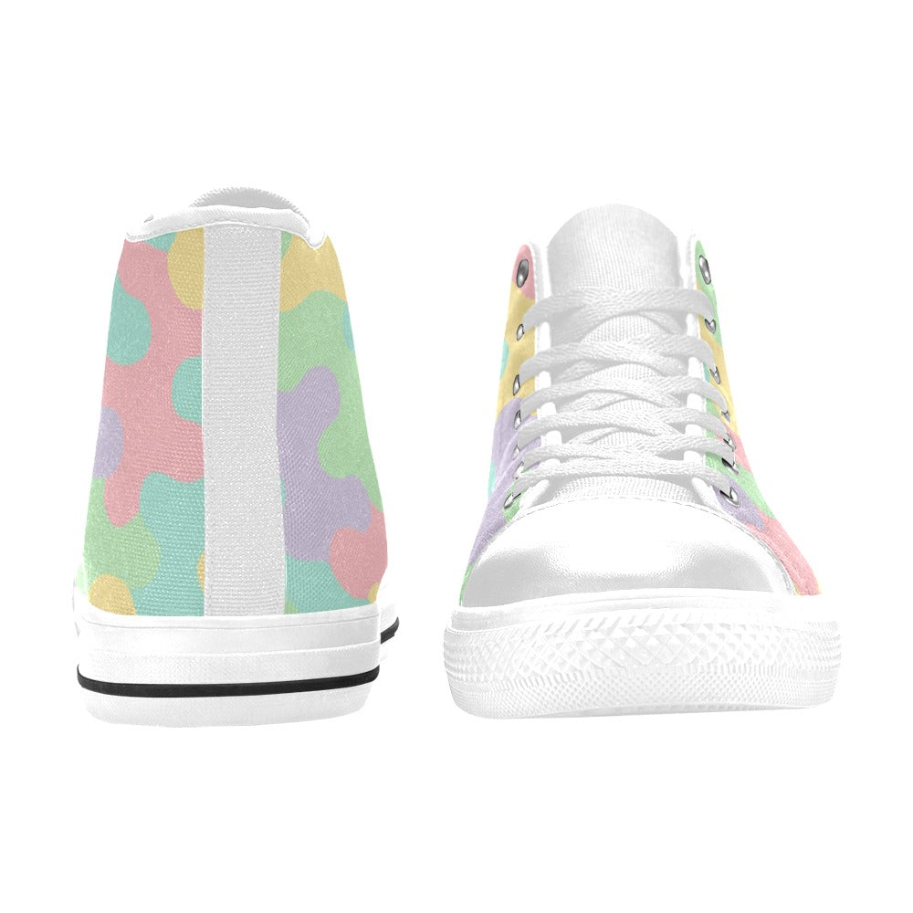 Harajuku Pastel Rainbow Camo High Top Canvas Men's Shoes