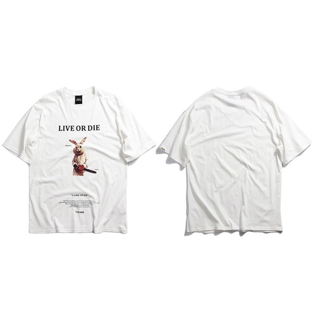 Playful Rabbit Saw Print T-Shirt - Unisex Streetwear