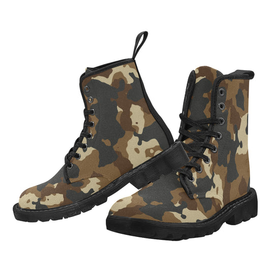 Dark Brown Camo Women's Lace Up Canvas Boots
