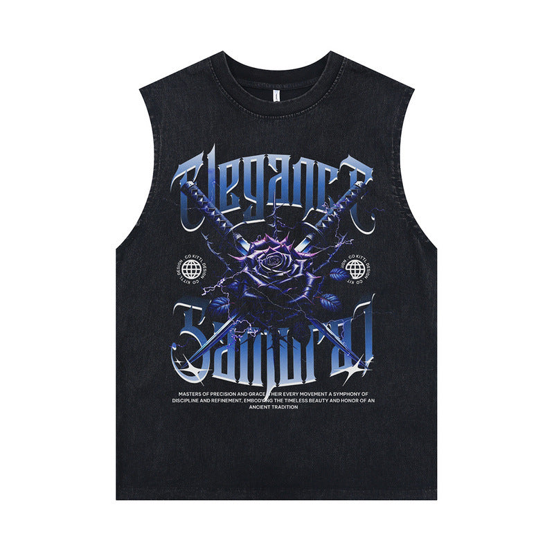 Harajuku Style Vintage Retro Print Sleeveless T-Shirt