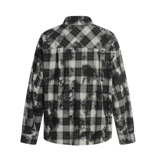 Post-Apocalyptic Tie-Dye Plaid Long Sleeve Shirt