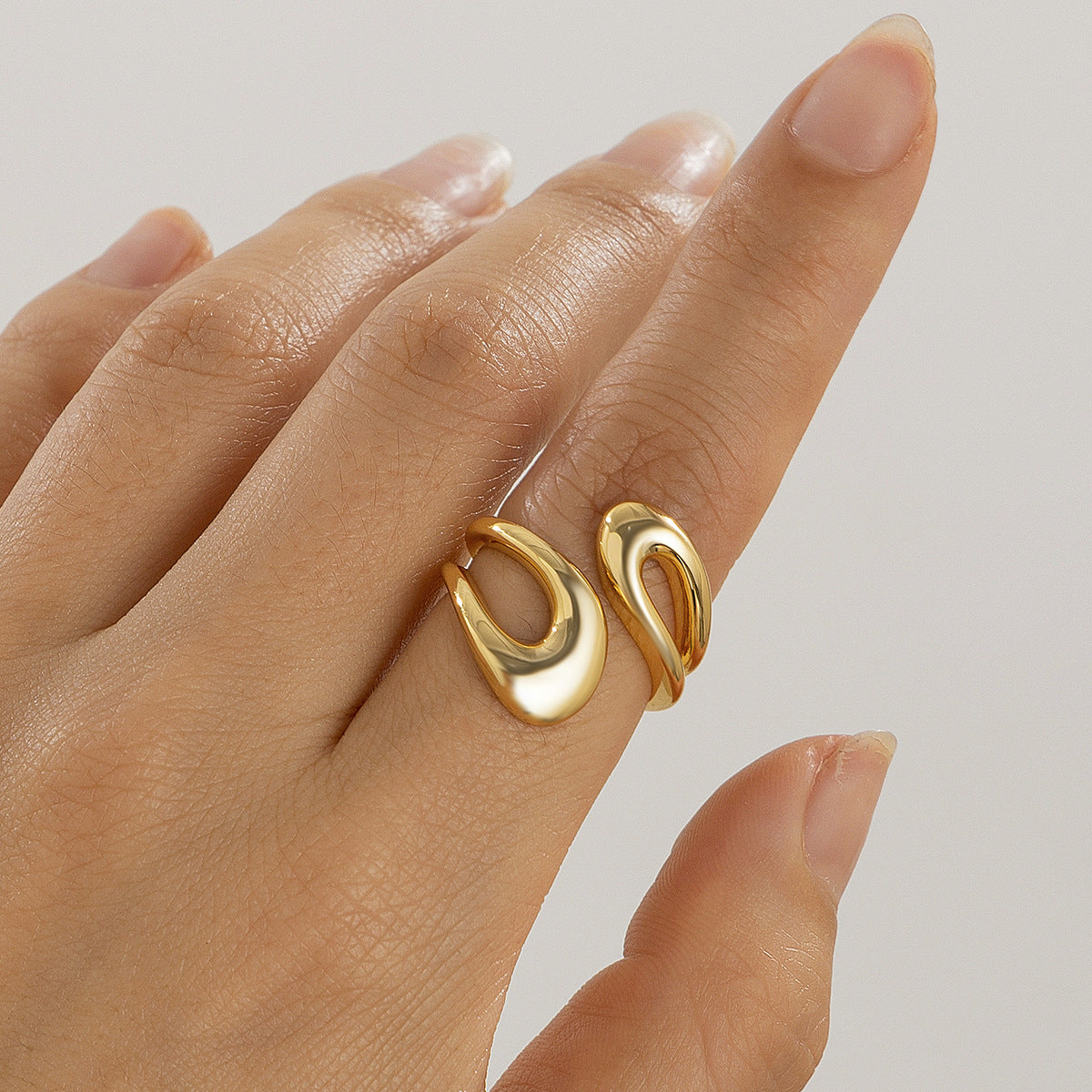 Playful Geometric Open Mouth Ring - Harajuku Style