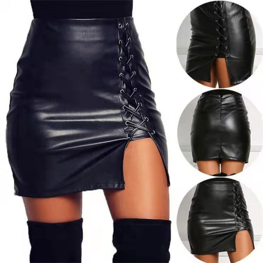 High-Waisted Split Skirt with Strap for Women