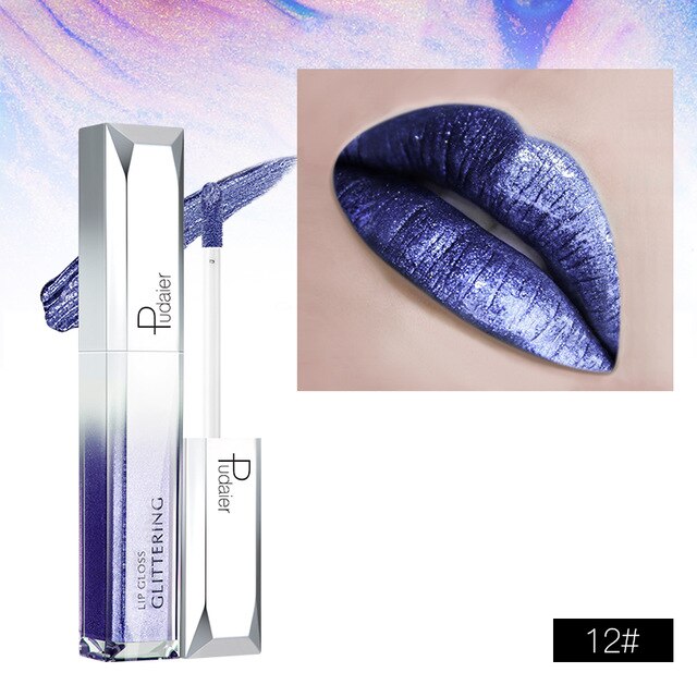 Metallic Glitter Shine Full Color Lipstick - 18 Shades