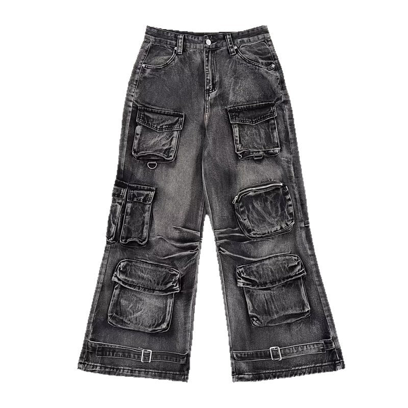Heavy Industry Multi Pocket Tie Dye Workwear Jeans