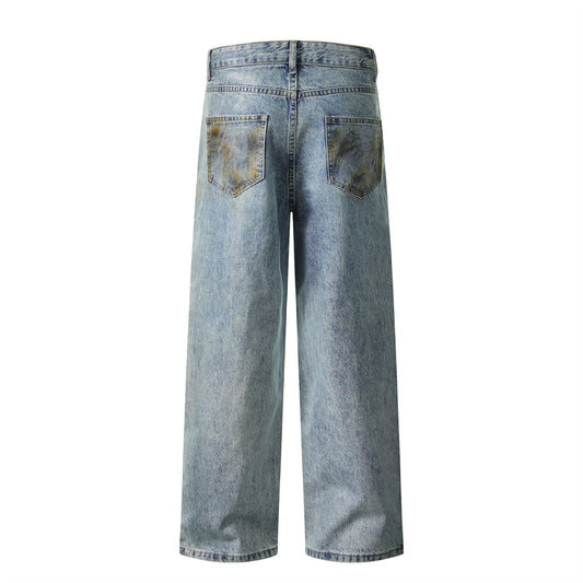 Unisex Washed Distressed Denim Pants