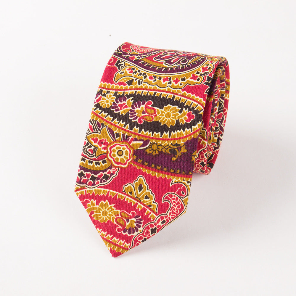 Men's Cotton Floral Print Wedding Tie