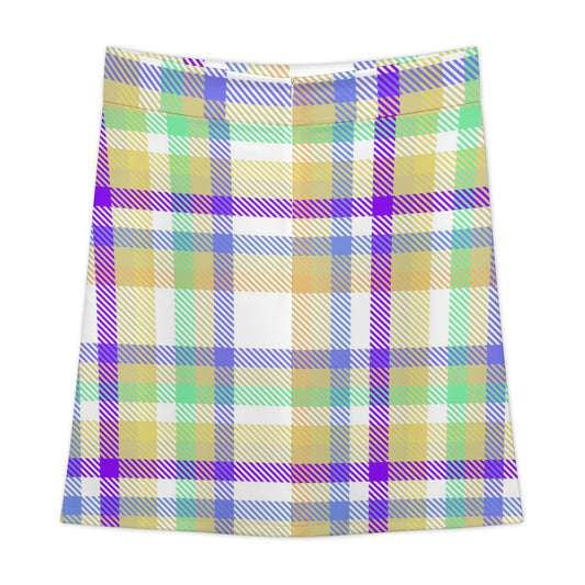 Pastel Plaid Zipper Skirt for Women