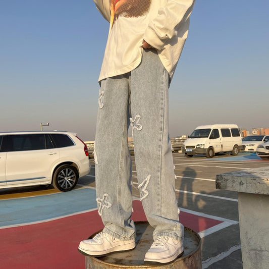 Harajuku Style Loose Fit Jeans for Men - Straight Leg Denim