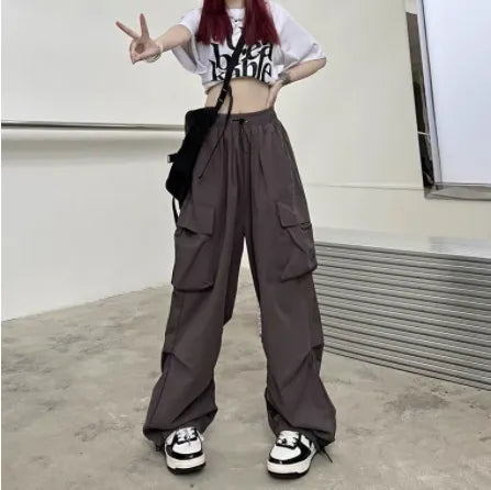 Korean Harajuku Baggy Parachute Pants for Street Style