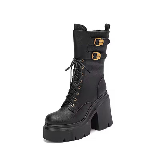 Women's Boots with Thick Sole and Height-Increasing Midsole