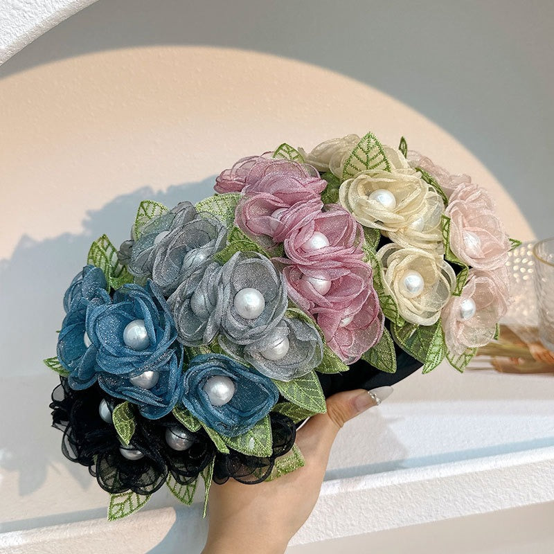 Fashionable Fabric Flower Pearl Headband