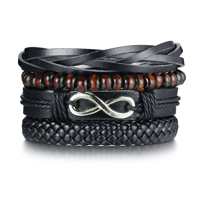4pcs Adjustable Black Bracelets Set - Harajuku Style Jewelry