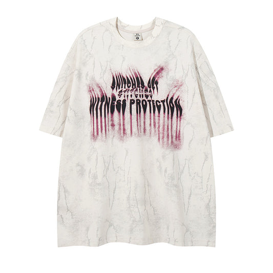 Retro Design Letter Print Short Sleeve T-Shirt