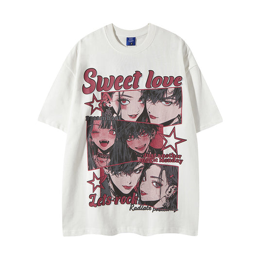 Retro Comic Print T-Shirt for Men - Harajuku Style