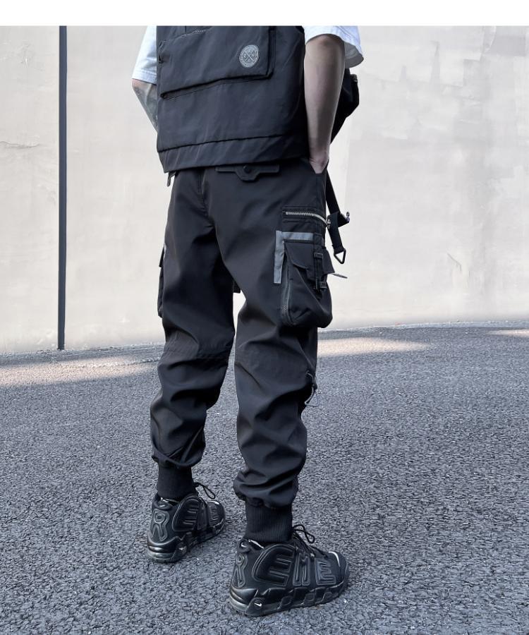 Harajuku Style Black Functional Overalls for Men