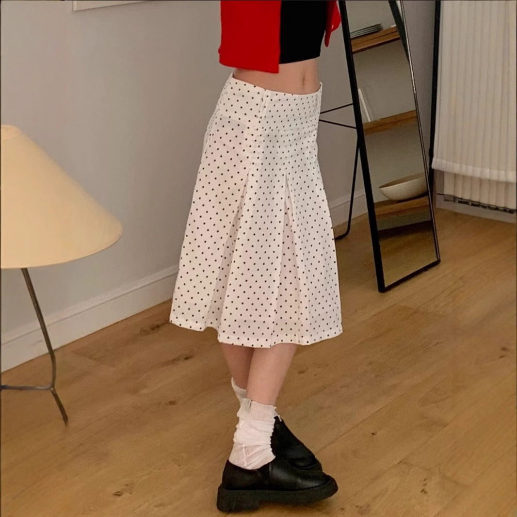 Playful Polka Dot A-Line Midi Skirt