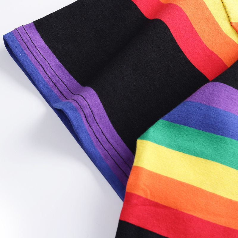 Harajuku Rainbow Striped Hip Hop T-Shirt