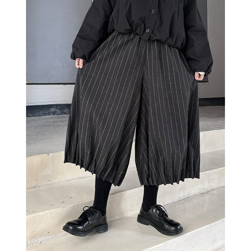 Casual Dark Grey Velvet Lantern Pants