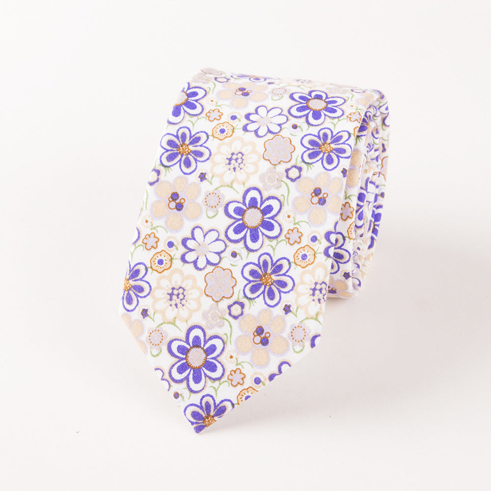 Men's Cotton Floral Print Wedding Tie