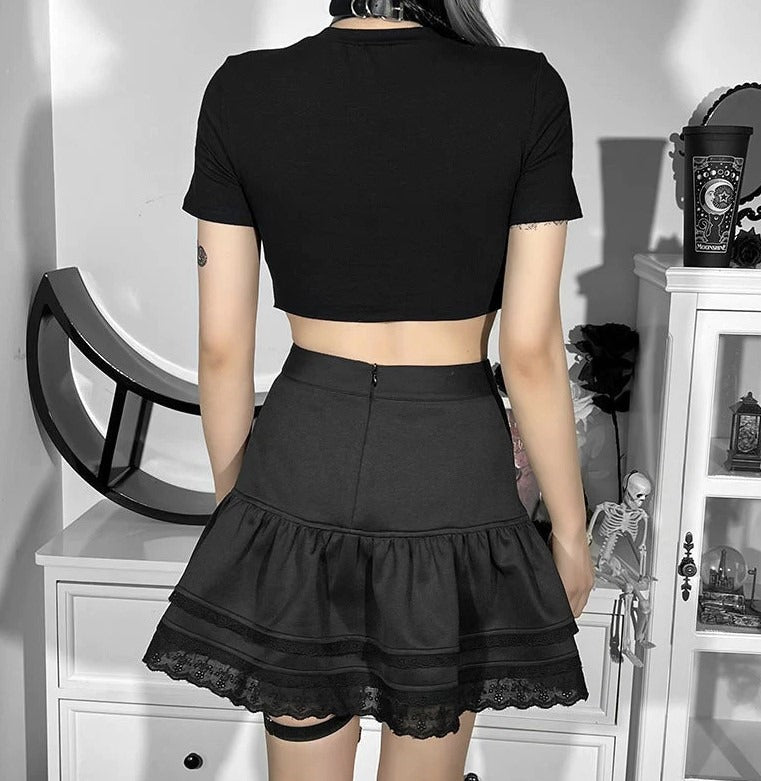 Gothic Cute Kitty Short Sleeve Underwear for Girls