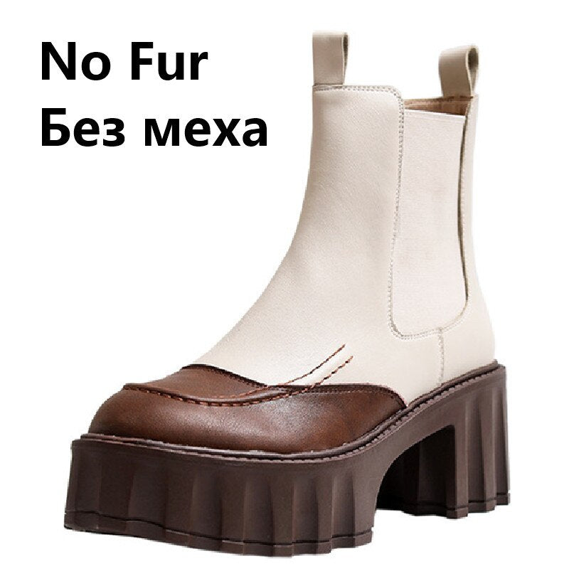 Harajuku Style Women Thick Heels Ankle Boots