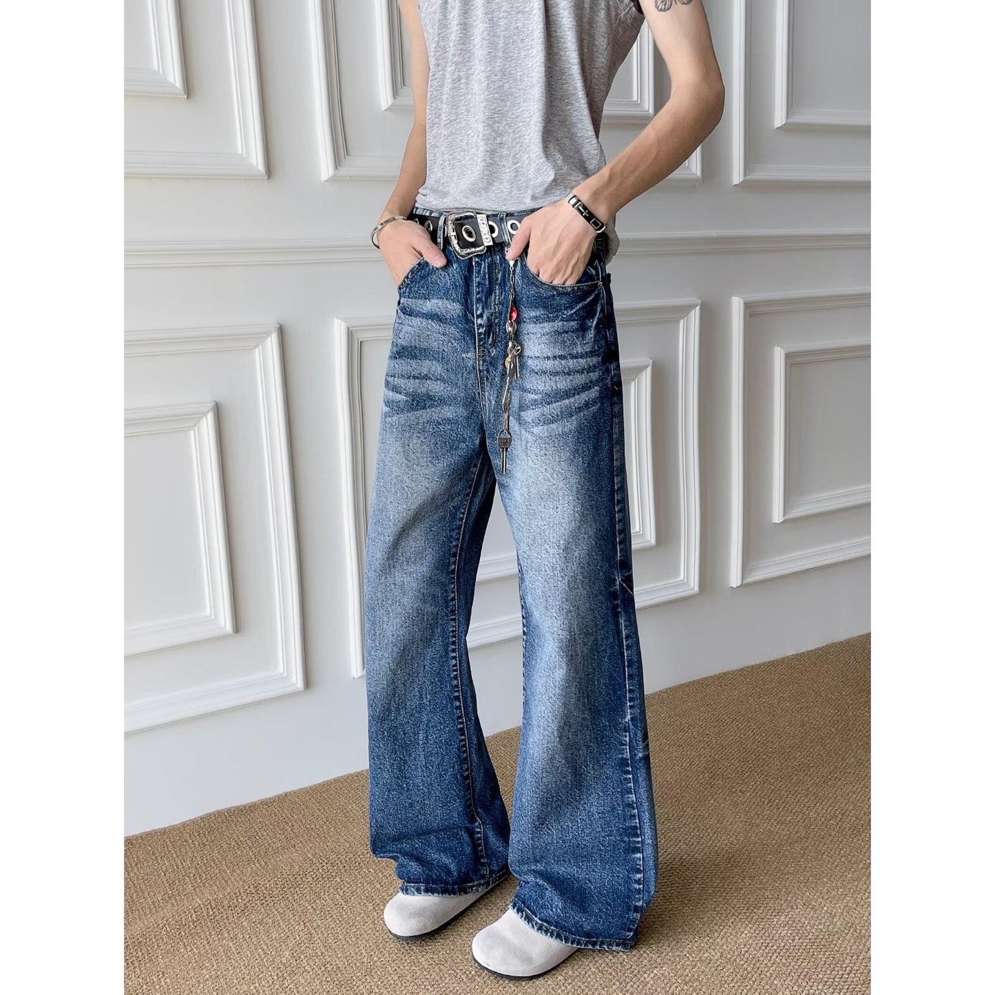 Men's Loose Straight Leg Flared Jeans - Harajuku Style