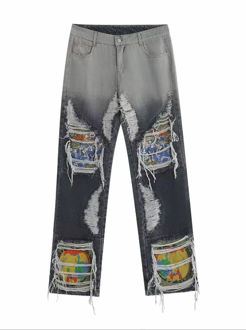Harajuku Style Heavy Industry Distressed Jeans for Men