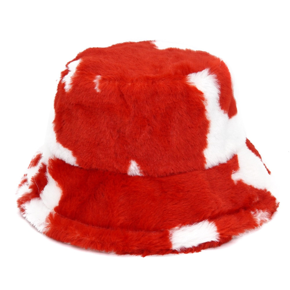 Camouflage Faux Fur Bucket Hat - Warm & Stylish Fisherman Hat