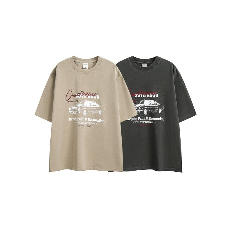 Harajuku Style Car Print Loose Fit T-Shirt