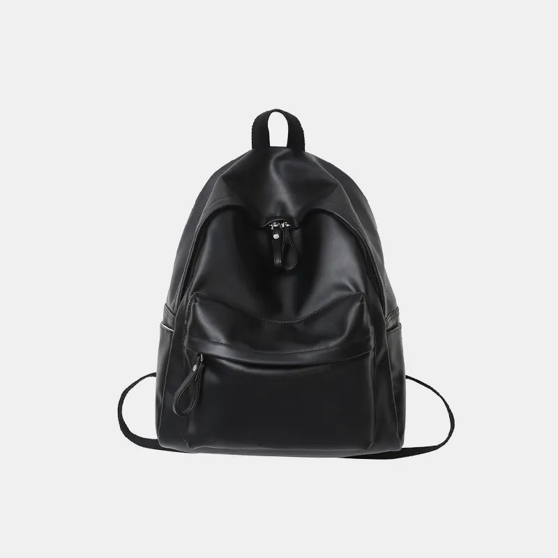 Harajuku PU Leather Zip Backpack