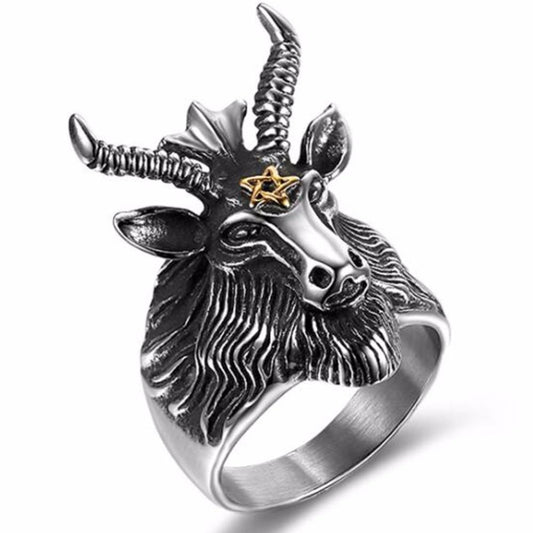 Satan Ram Goat Ring - Gothic Halloween Jewelry