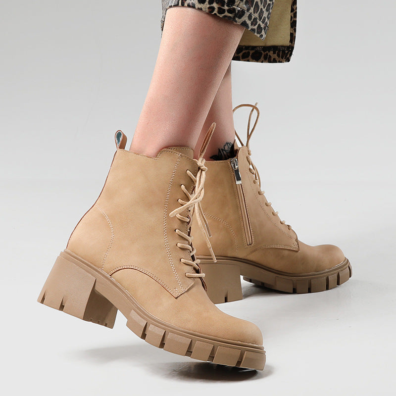 Playful Short Boots with Thick High Heels