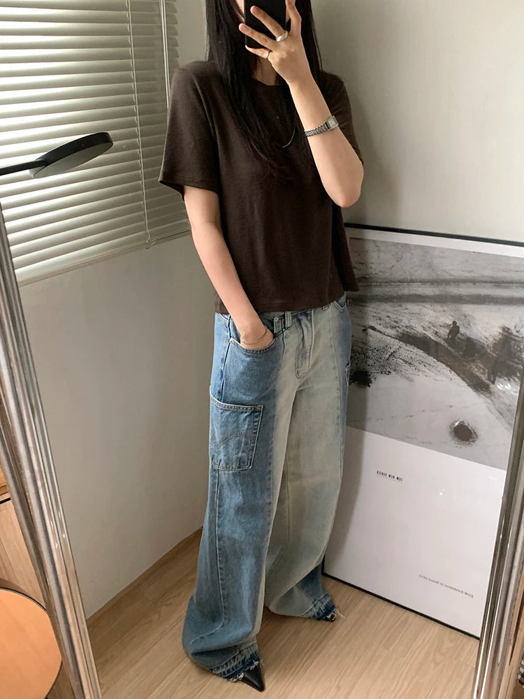 High Waist Patchwork Streetwear Trousers for Women