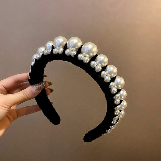 Trendy Pearl Velvet Headband for Women