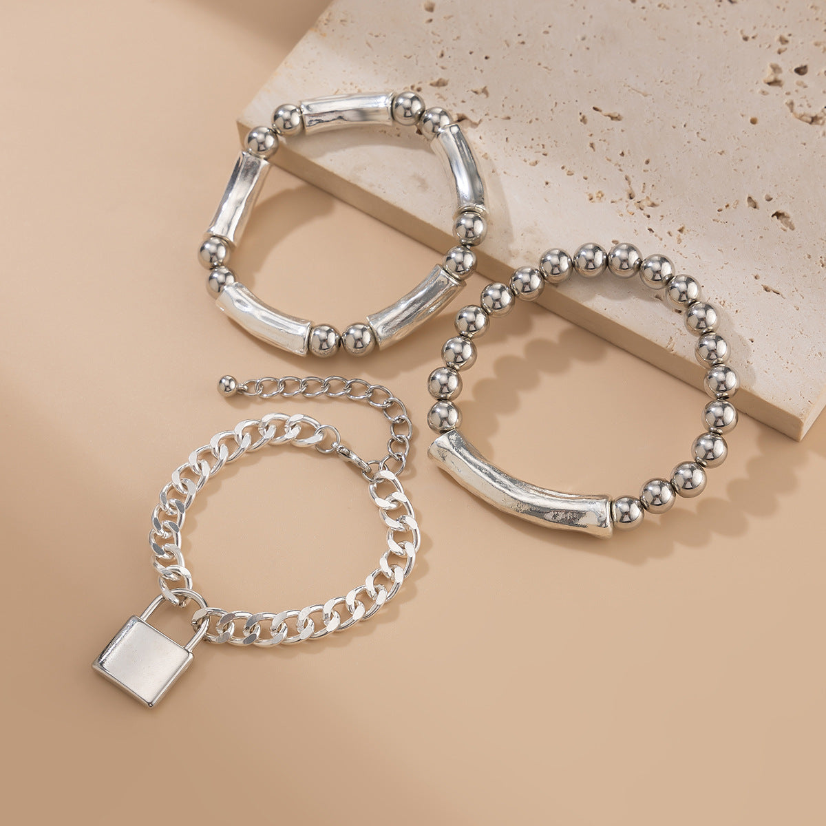 Harajuku-Inspired Pearl Bead & Heart Bracelet Set