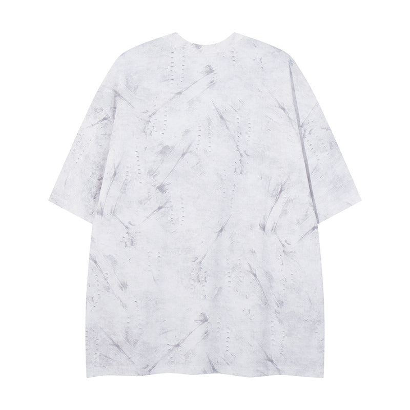 Harajuku Style Distressed Letter Print Casual Tee