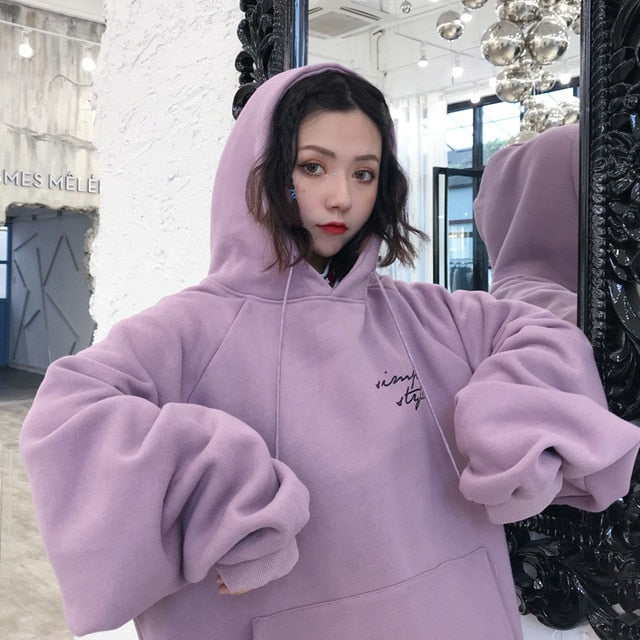 Thick Velvet Hoodies for Women - Trendy Harajuku Style