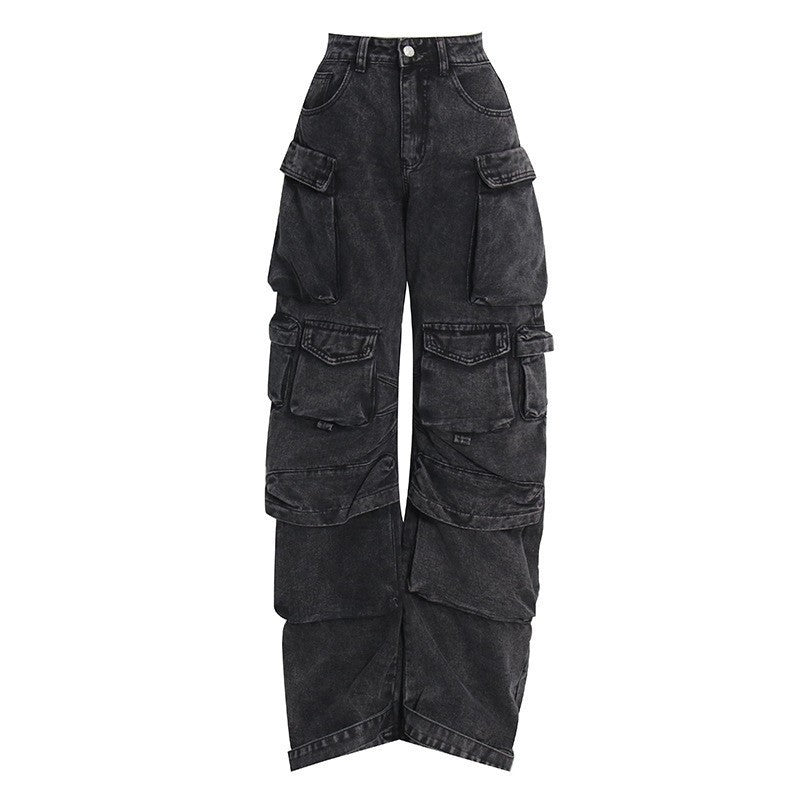 Playful Vintage Denim Jumpsuit - Off Shoulder Cargo Romper